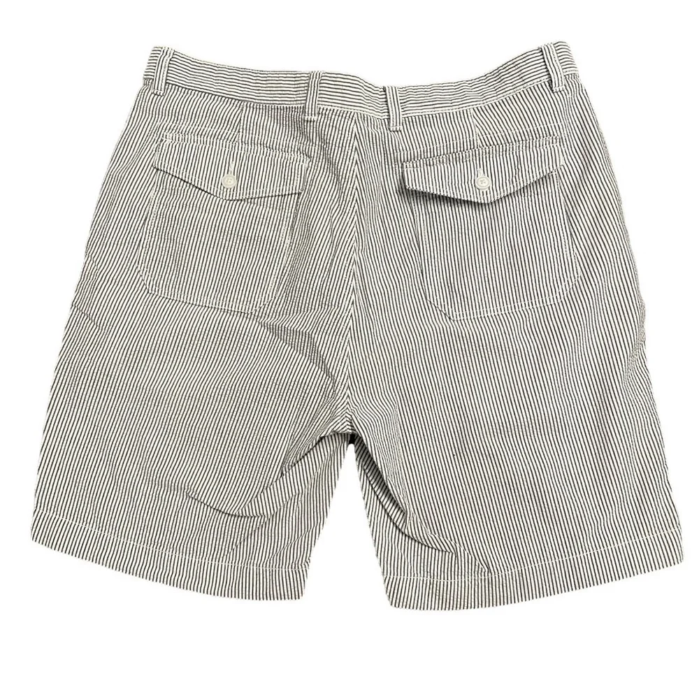 Roundtree & Yorke Seersucker Grey and White striped Linen Cotton Shorts-Sz 36